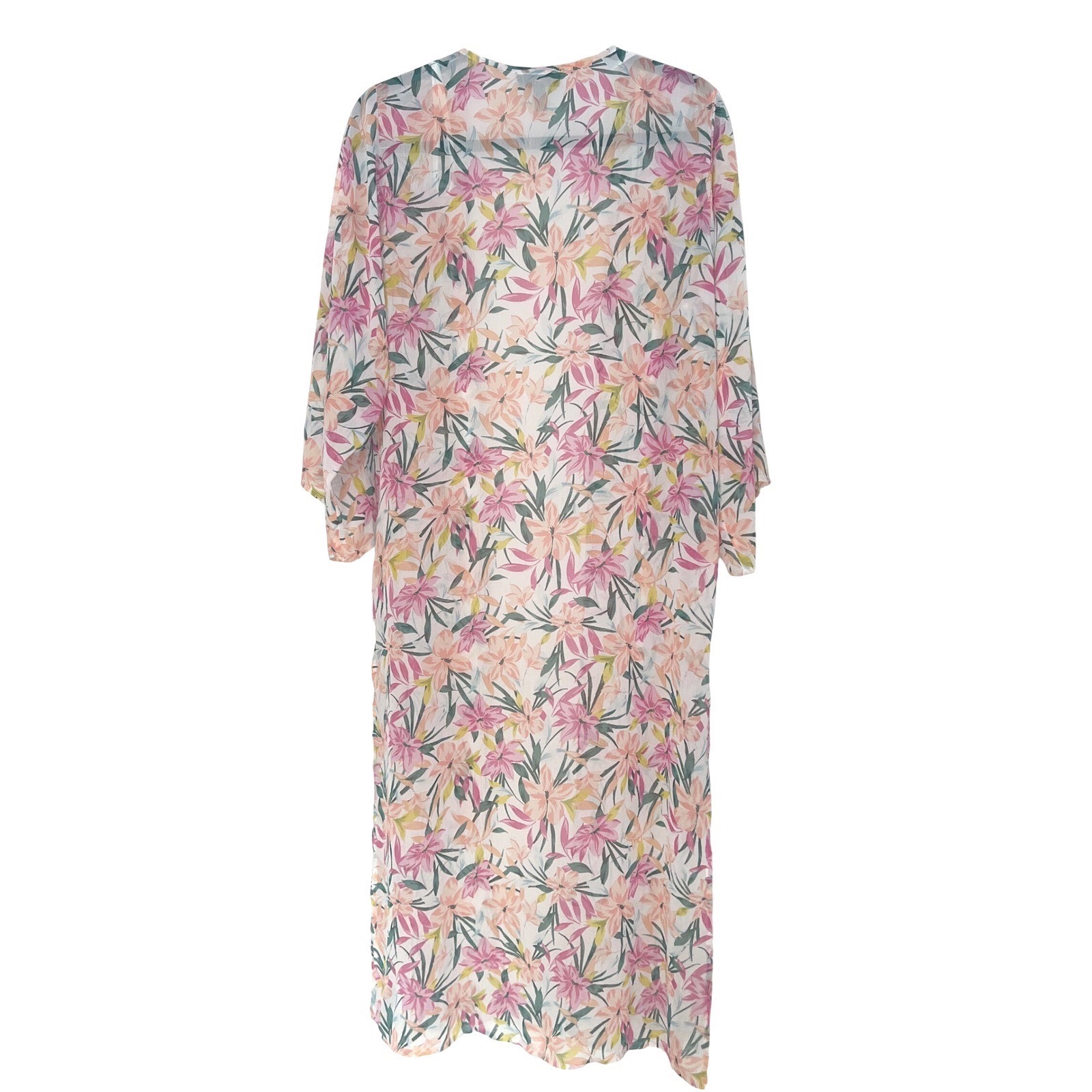 Jessica Simpson Kimono Cardigan Floral Sheer Multicolor Small Boho Beach Coverup